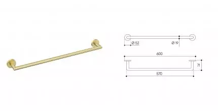 Полотенцедержатель «Aqueduto» Ponto ON0650 на стену шлифованное золото