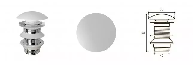 Донный клапан для раковины «Aqueduto» Ralo RAL0120 с механизмом Клик-Клак белый матовый