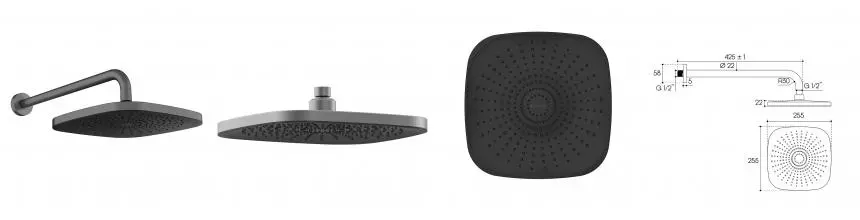 Верхний душ «Aqueduto» Chuva AQDSCHU1045 оружейная сталь