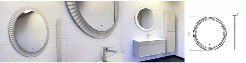 Зеркало «Comforty» Мадрид 90 с инфракрасным выключателем с подсветкой серый шёлк