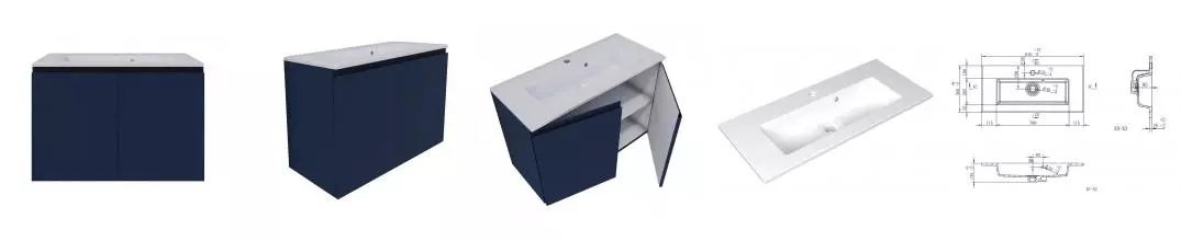 Тумба с раковиной «Mio Casa» Vita Doors 80 (Vita 80) подвесная Blu Grigio