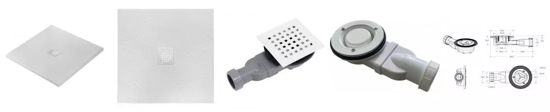 Душевой поддон «Belbagno» TRAY-MR-UNO-A-90-35-W-BO низкий из литьевого мрамора квадратный с сифоном белый