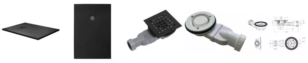 Душевой поддон «Belbagno» TRAY-MR-UNO-AH-120/80-35-NERO-NO низкий из литьевого мрамора прямоугольный с сифоном чёрный