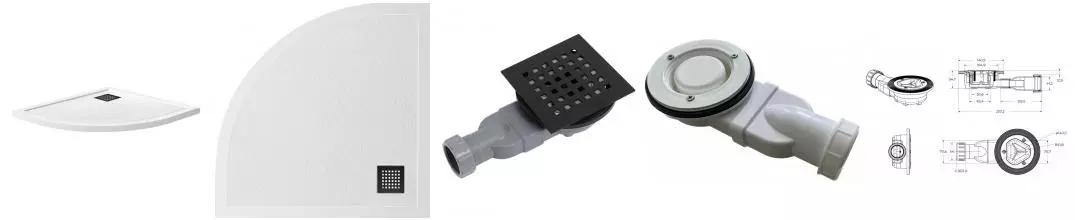 Душевой поддон «Belbagno» TRAY-MR-UNO-R-80-550-35-W-NO низкий из литьевого мрамора четверть круга с сифоном белый