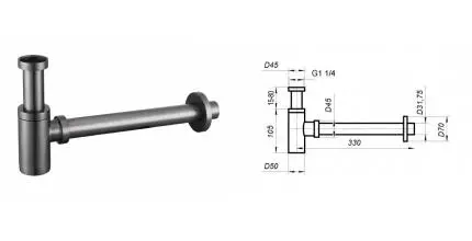 Сифон для раковины «Belbagno» BB-SMT2-GM оружейная сталь