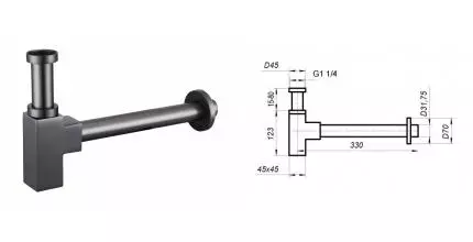 Сифон для раковины «Belbagno» BB-SMQ2-GM оружейная сталь