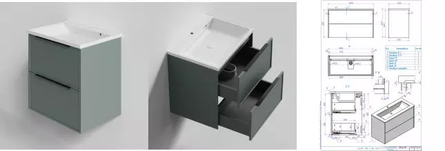 Тумба с раковиной «La Fenice» Simpla Twin 100 (Slim Line 100) подвесная Grigio