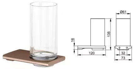 Стакан для зубных щёток «Keuco» Edition 400 на стену красное золото шлифованное