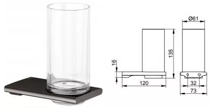 Стакан для зубных щёток «Keuco» Edition 400 на стену титан черный шлифованный