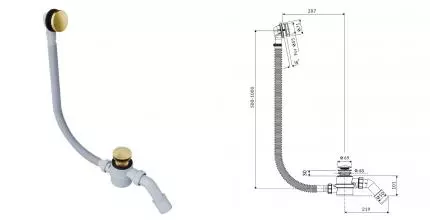 Сифон для ванны слив-перелив «Excellent» Moli ARIN.3210GB перелив 100 см Клик-клак Сифон для ванны слив-перелив «Excellent» Moli ARIN.3210GB перелив 100 см Клик-клак