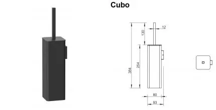 Ёршик для унитаза «Whitecross» Cubo CU2472BL на стену чёрный матовый