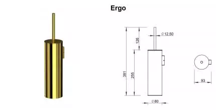 Ёршик для унитаза «Whitecross» Ergo ER2272GL на стену золото