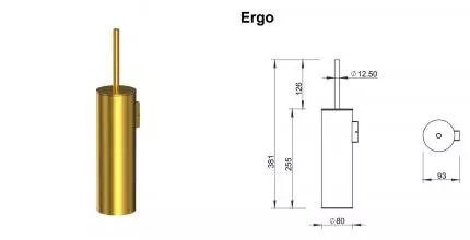 Ёршик для унитаза «Whitecross» Ergo ER2272GLB на стену брашированное золото