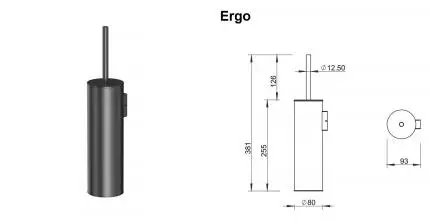 Ёршик для унитаза «Whitecross» Ergo ER2272GM на стену оружейная сталь