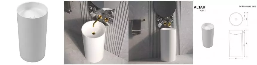 Раковина «Whitecross» Altar 43/43 искусственный камень белая матовая