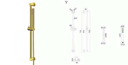 Душевой гарнитур «Whitecross» SET51MICROGL золото