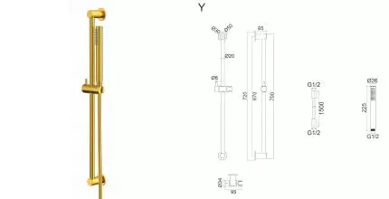 Душевой гарнитур «Whitecross» SET51MICROGLB брашированное золото