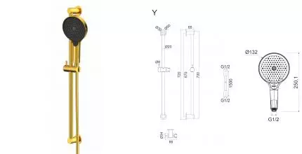 Душевой гарнитур «Whitecross» SET51TOPGLB брашированное золото