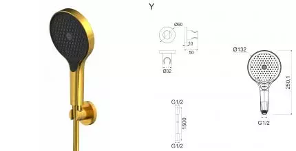 Душевой гарнитур «Whitecross» SET50TOPGLB брашированное золото