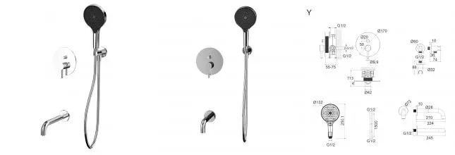 Смеситель для ванны с душем «Whitecross» Y YSET06TOPCR хром