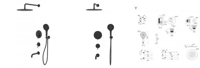 Душевая система «Whitecross» Y YSET07TOPBL чёрная матовая