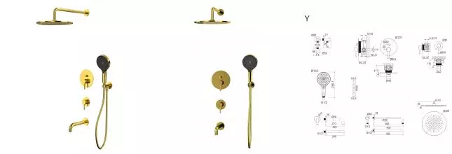 Система для ванны скрытого монтажа WHITECROSS Y YSET07TOPGL (золото) YSET07TOPGL · Y, Whitecross, YSET07TOPGL