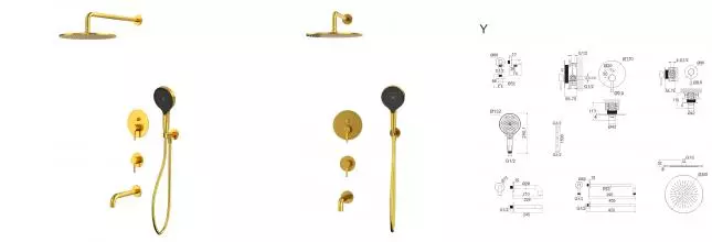 Душевая система «Whitecross» Y YSET07TOPGLB брашированное золото