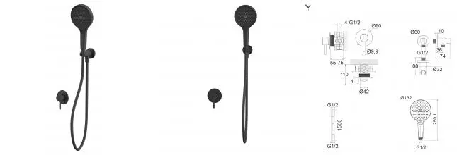 Смеситель для душа «Whitecross» Y YSET02TOPBL чёрный матовый