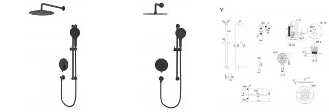 Душевая система «Whitecross» Y YSET05TOPBL чёрная матовая