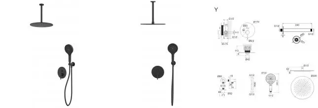 Душевая система «Whitecross» Y YSET12TOPBL чёрная матовая Душевая система «Whitecross» Y YSET12TOPBL чёрная матовая