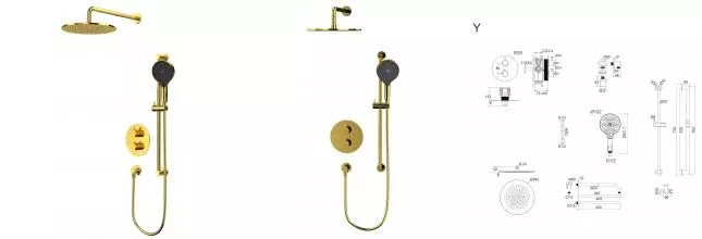 Душевая система «Whitecross» Y YSET09TOPGL с термостатом золото