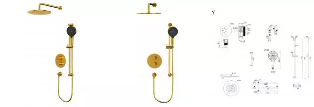 Душевая система «Whitecross» Y YSET09TOPGLB с термостатом брашированное золото