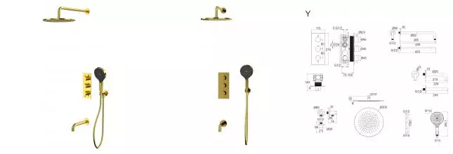 Душевая система «Whitecross» Y YSET11TOPGL с термостатом золото Душевая система «Whitecross» Y YSET11TOPGL с термостатом золото