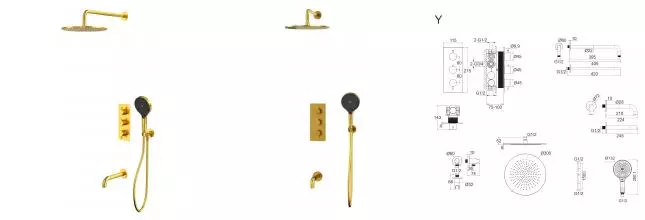 Душевая система «Whitecross» Y YSET11TOPGLB с термостатом брашированное золото Душевая система «Whitecross» Y YSET11TOPGLB с термостатом брашированное золото