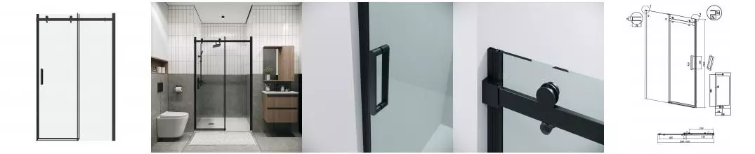 Душевая дверь «Grossman» Classic 100.K33.04.140.21.00 140/195 прозрачный/черный матовый без поддона универсальный