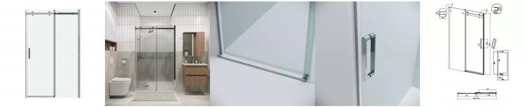 Душевая дверь «Grossman» Classic 100.K33.04.160.10.00 160/195 прозрачный/хром без поддона универсальный