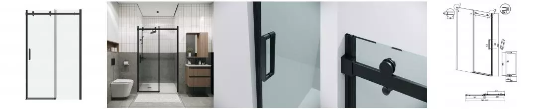 Душевая дверь «Grossman» Classic 100.K33.04.160.21.00 160/195 прозрачный/черный матовый без поддона универсальный