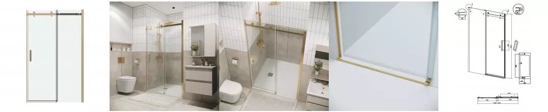 Душевая дверь «Grossman» Classic 100.K33.04.160.32.00 160/195 прозрачный/золото сатин без поддона универсальный