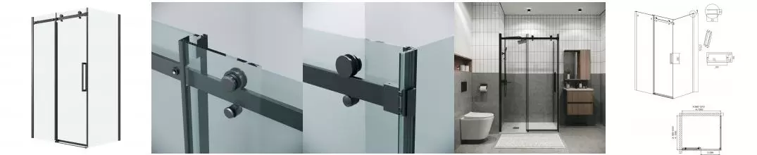 Душевой угол-ограждение «Grossman» Classic 120.K33.04.1010.21.00 100/100 прозрачный/черный матовый без поддона универсальный