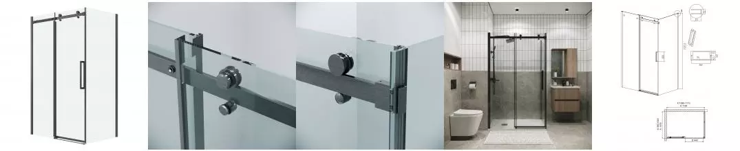 Душевой угол-ограждение «Grossman» Classic 120.K33.04.1110.42.00 110/100 прозрачный/графит сатин без поддона универсальный