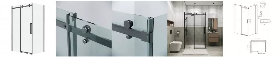 Душевой угол-ограждение «Grossman» Classic 120.K33.04.1380.42.00 130/80 прозрачный/графит сатин без поддона универсальный