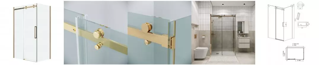 Душевой угол-ограждение «Grossman» Classic 120.K33.04.1680.32.00 160/80 прозрачный/золото сатин без поддона универсальный