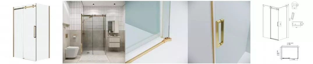 Душевой угол-ограждение «Grossman» Classic 120.K33.04.1690.32.00 160/90 прозрачный/золото сатин без поддона универсальный