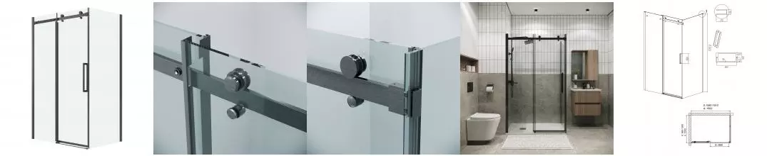 Душевой угол-ограждение «Grossman» Classic 120.K33.04.1610.42.00 160/100 прозрачный/графит сатин без поддона универсальный