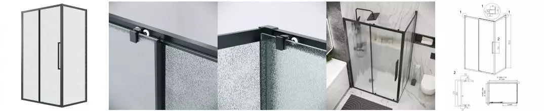 Душевой угол-ограждение «Grossman» Cosmo 120.K33.02.1110.21.02 110/100 шиншилла/черный матовый без поддона левый Душевой угол-ограждение «Grossman» Cosmo 120.K33.02.1110.21.02 110/100 шиншилла/черный матовый без поддона левый