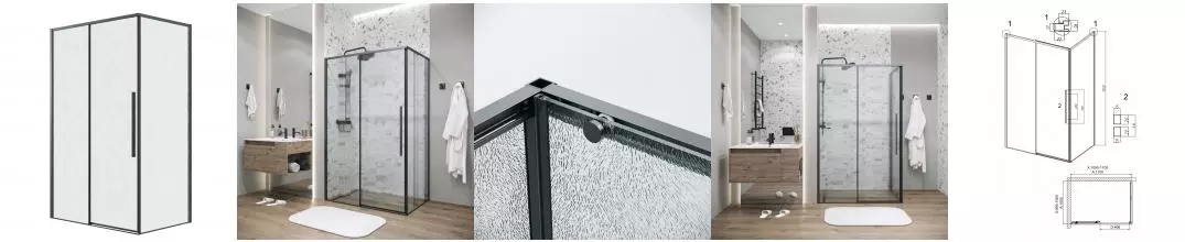 Душевой угол-ограждение «Grossman» Galaxy 120.K33.01.1110.21.02 110/100 шиншилла/чёрный матовый без поддона левый Душевой угол-ограждение «Grossman» Galaxy 120.K33.01.1110.21.02 110/100 шиншилла/чёрный матовый без поддона левый