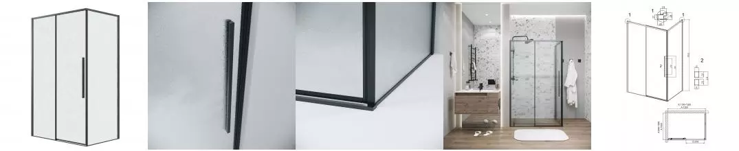 Душевой угол-ограждение «Grossman» Galaxy 120.K33.01.1210.21.02 120/100 шиншилла/чёрный матовый без поддона левый Душевой угол-ограждение «Grossman» Galaxy 120.K33.01.1210.21.02 120/100 шиншилла/чёрный матовый без поддона левый