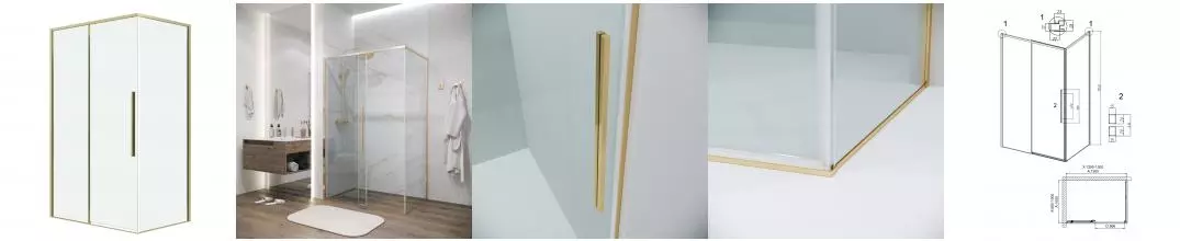 Душевой угол-ограждение «Grossman» Galaxy 120.K33.01.1310.32.00 130/100 прозрачный/золото сатин без поддона универсальный Душевой угол-ограждение «Grossman» Galaxy 120.K33.01.1310.32.00 130/100 прозрачный/золото сатин без поддона универсальный