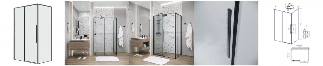 Душевой угол-ограждение «Grossman» Galaxy 120.K33.01.1410.21.02 140/100 шиншилла/чёрный матовый без поддона левый