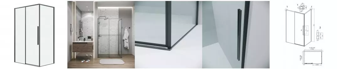 Душевой угол-ограждение «Grossman» Galaxy 120.K33.01.1410.42.00 140/100 прозрачный/графит сатин без поддона универсальный Душевой угол-ограждение «Grossman» Galaxy 120.K33.01.1410.42.00 140/100 прозрачный/графит сатин без поддона универсальный